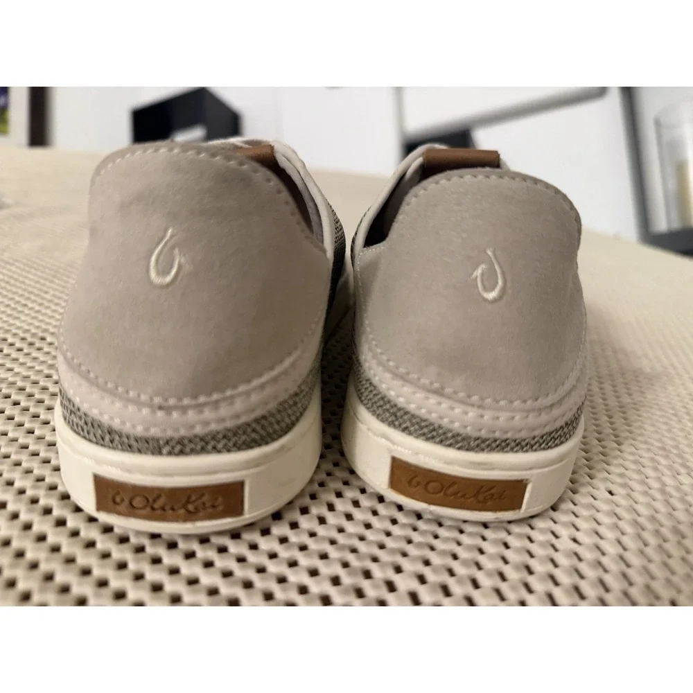 Olukai Sneakers Women 8 38 Pehuea Li Fabric Mesh Convertible Fold Down Heel Grey